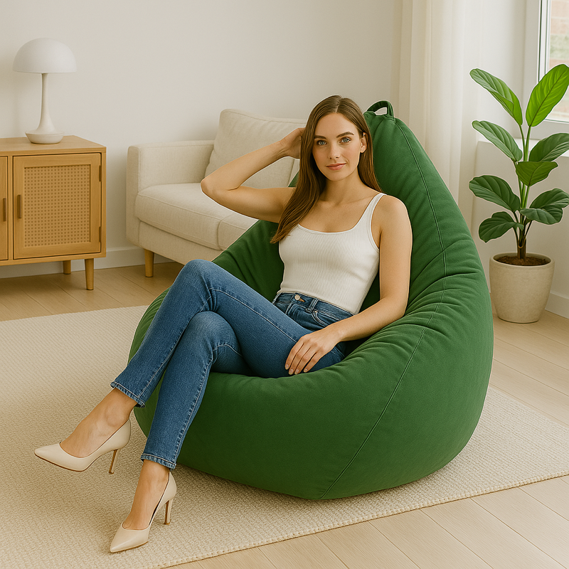 Filled Bean Bag Chair - Green