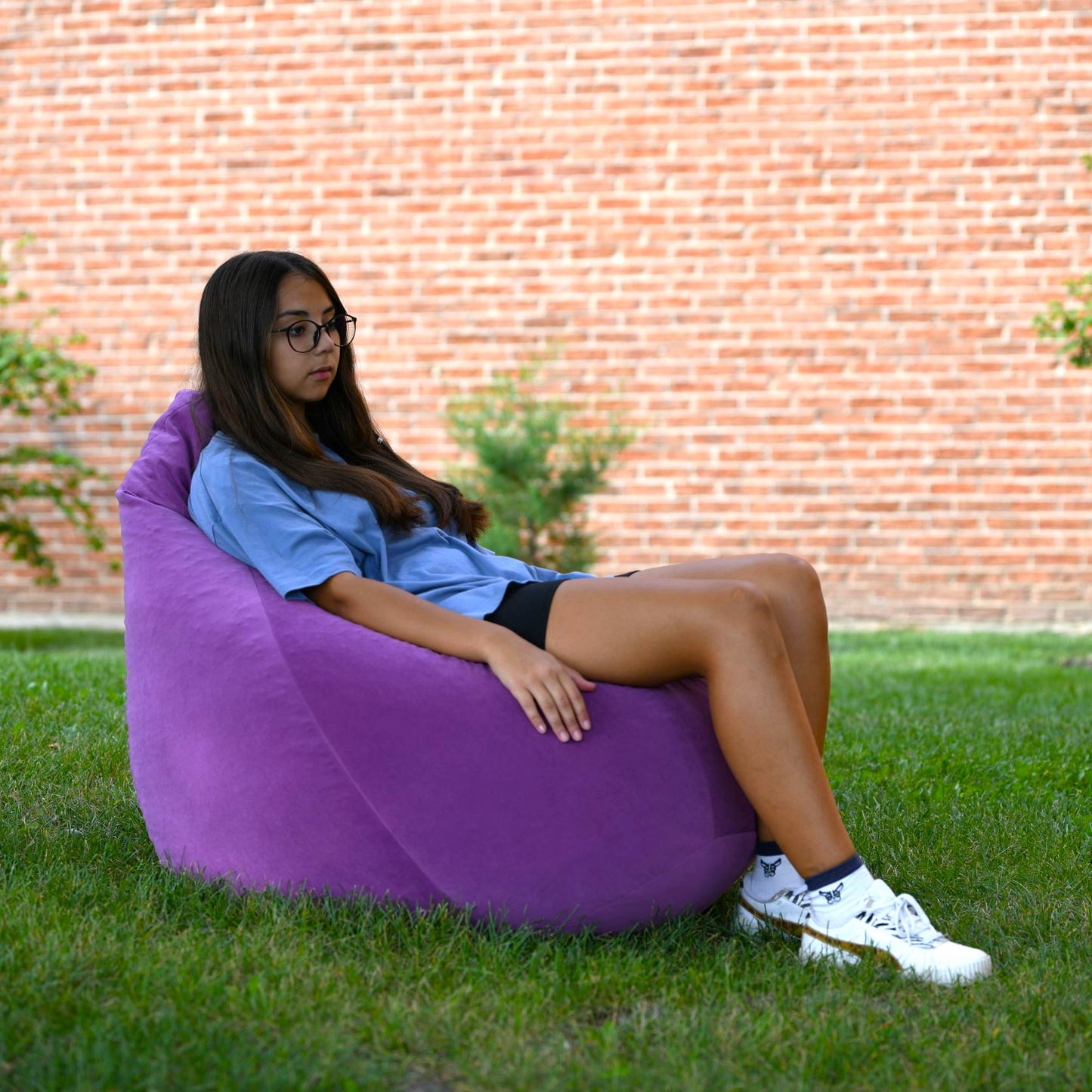 Filled Bean Bag Chair - Purple