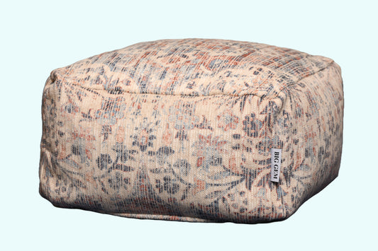 Indoor Outdoor Woven Square Pouf - Beige