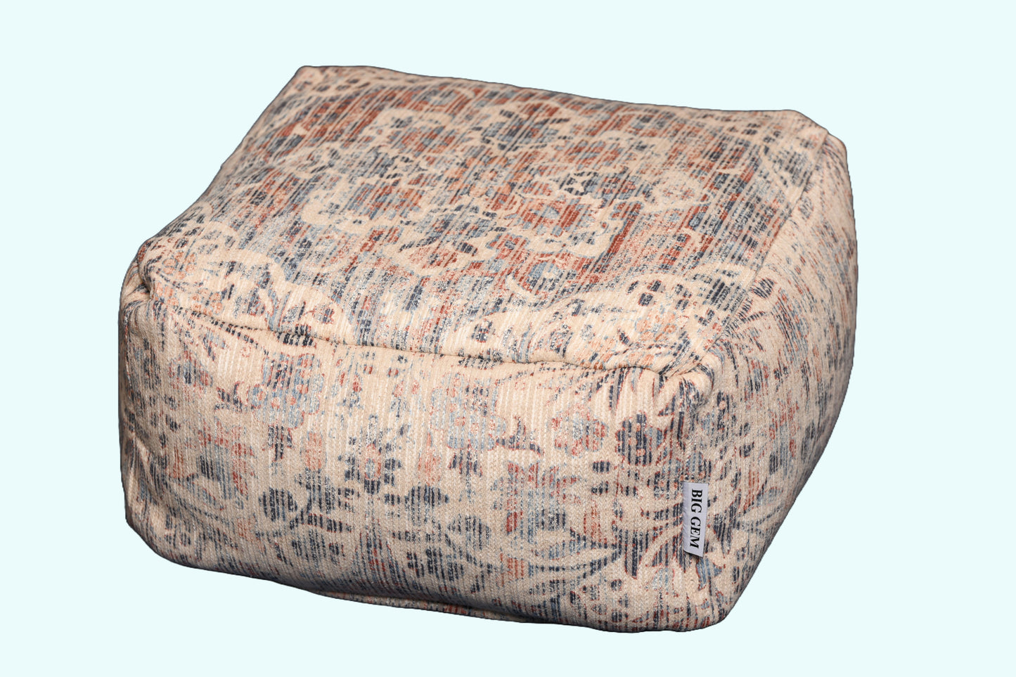 Indoor Outdoor Woven Square Pouf - Beige