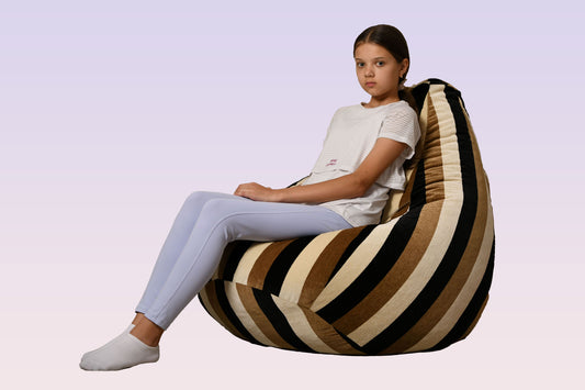 Filled Bean Bag Chair - Beige "brown stripe"