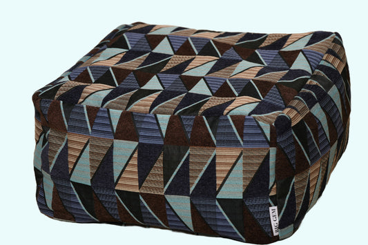 Indoor Outdoor Woven Square Pouf - Blue
