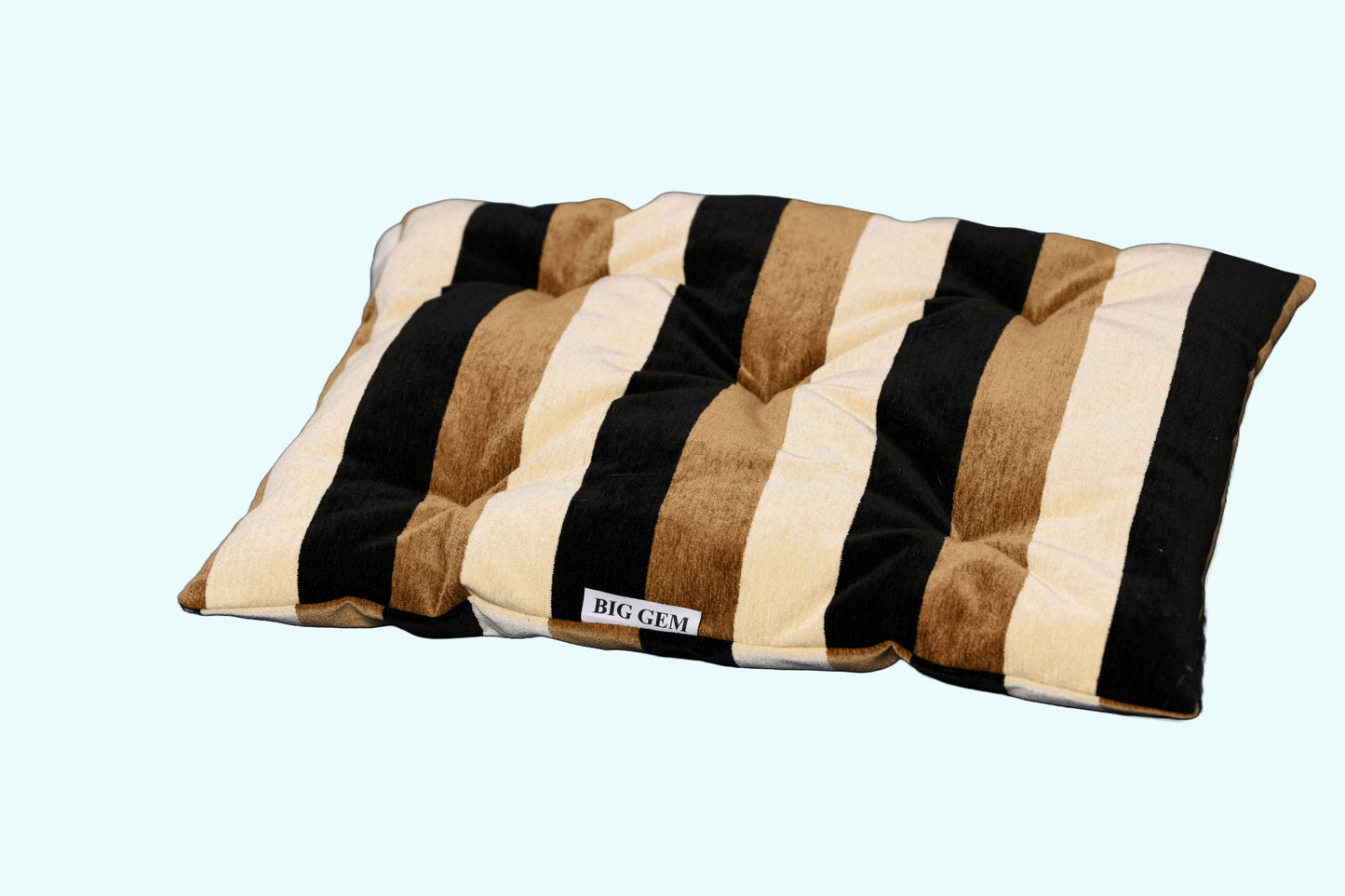 Warming Cat Bed - Beige "brown stripe"